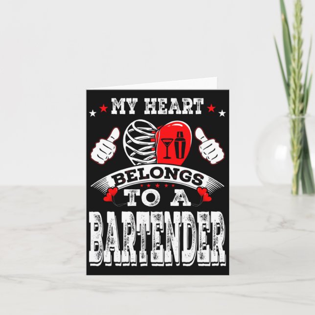 My Heart Belongs To A Bartender Valentine Day  Kort (Framsida)