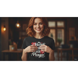 My Heart Belongs to a Bass Player Funny Musician T Shirt