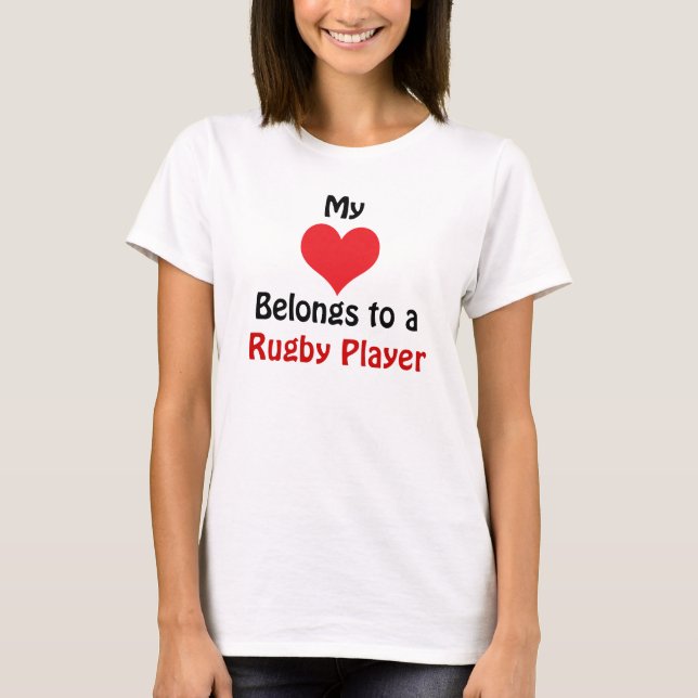 My Heart Belongs to a Rugby Player T Shirt (Framsida)
