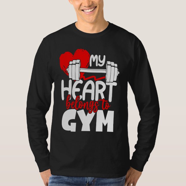 My Heart Belongs To Gym  Valentines Day Workout T Shirt (Framsida)
