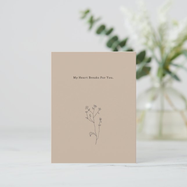 My Heart Breaks For You Quote Mourning Card Vykort (Stående Fram)