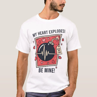 "My Heart Explodes" Vintage Bomb Illustration T Shirt