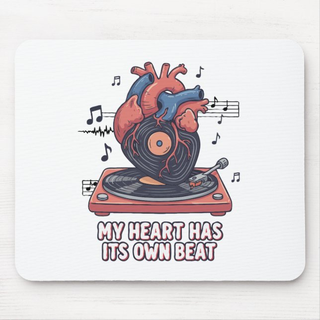 "My Heart Has Its Own Beat" Funny Vinyl Record  Musmatta (Framsidan)