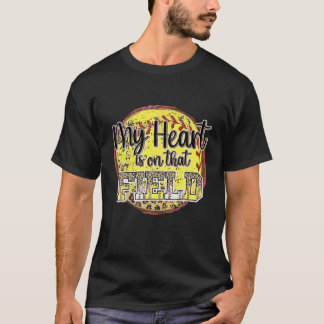 My Heart Is On That Field Leopard Softball Mom Mot T Shirt