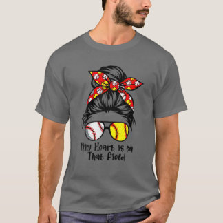My Heart Is On That Field Tee Baseball Mom Messy B