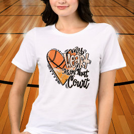 My Heart Is on the Court Heart Basketball Mom Nana T Shirt