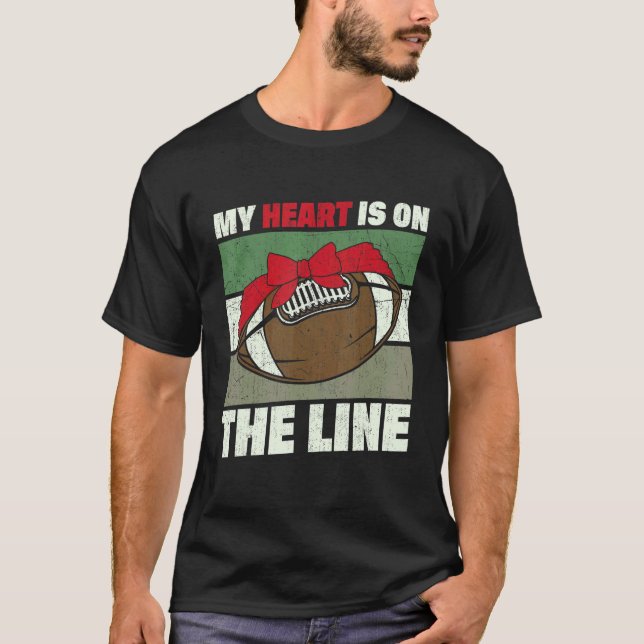 My Heart Is On The Line Offensive Lineman Retro Vi T Shirt (Framsida)