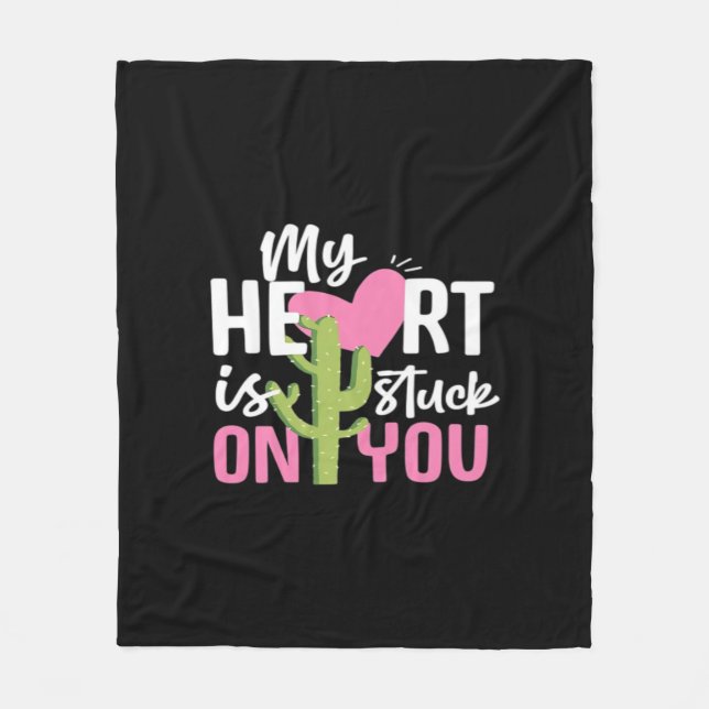 My Heart Is Stuck On You Cactus Heartfelt Design  Fleecefilt (Framsidan)