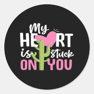 My Heart Is Stuck On You Cactus Heartfelt Design  Runt Klistermärke