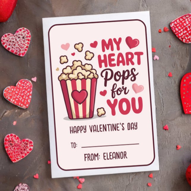 MY HEART POPS FOR YOU Valentines Day Classroom Anteckningskort (Skapare uppladdad)