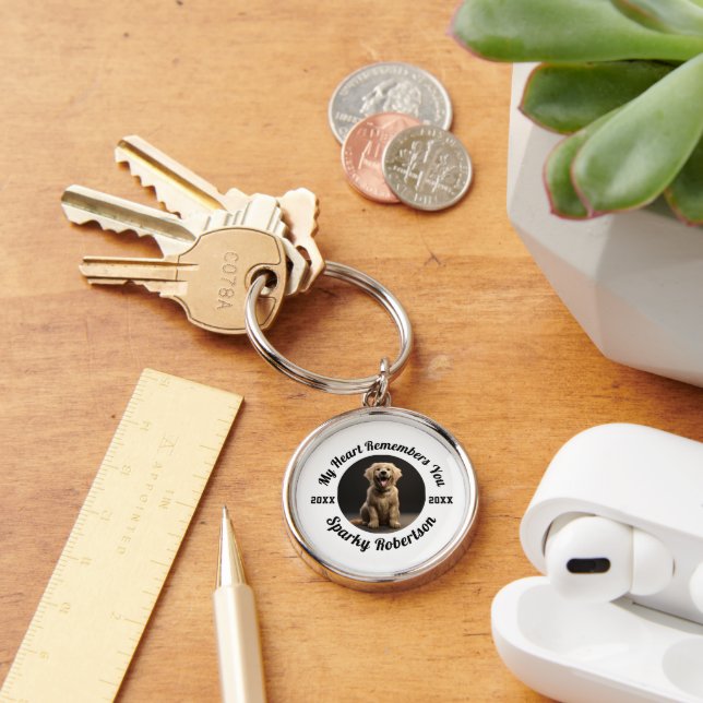My Heart Remembers You Pet Memorial Rund Silverfärgad Nyckelring (Skrivbord)