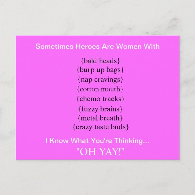 MY HERO Breast Cancer-vykort Vykort (Framsida)