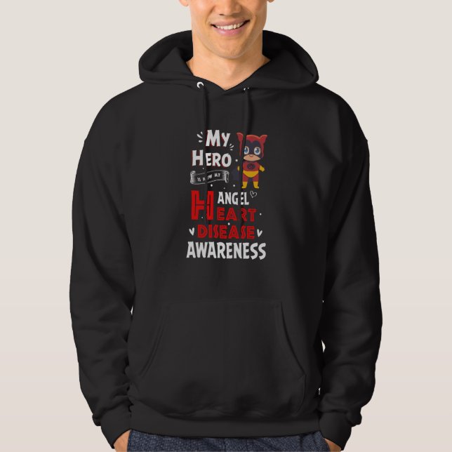 My Hero Is Now My Angel Heart Disease Awareness Hoodie (Framsida)