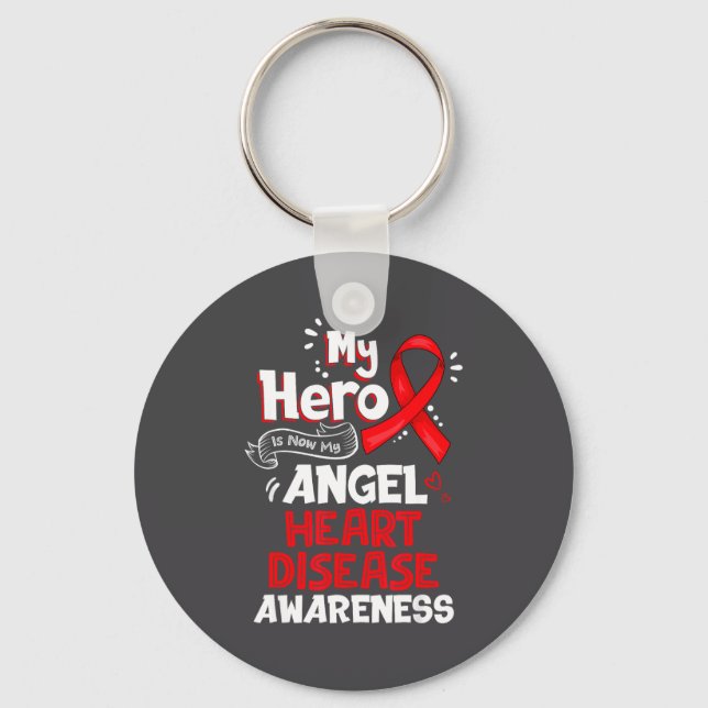 My Hero Is Now My Angel Heart Disease Awareness  Nyckelring (Framsida)