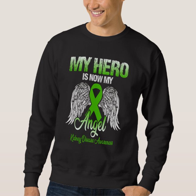 My Hero Is Now My Angel Kidney Disease Awareness Lång Ärmad Tröja (Framsida)