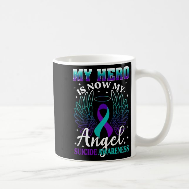 My Hero Is Now My Angel Suicide Purple Turquoise S Kaffemugg (Höger)