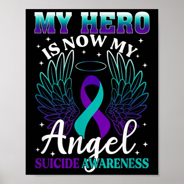 My Hero Is Now My Angel Suicide Purple Turquoise S Poster (Framsidan)