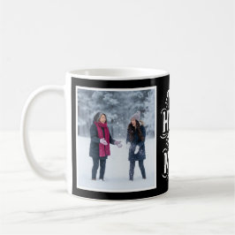 My Hero My Mom Bold Personalized 2 Photo Black Kaffemugg