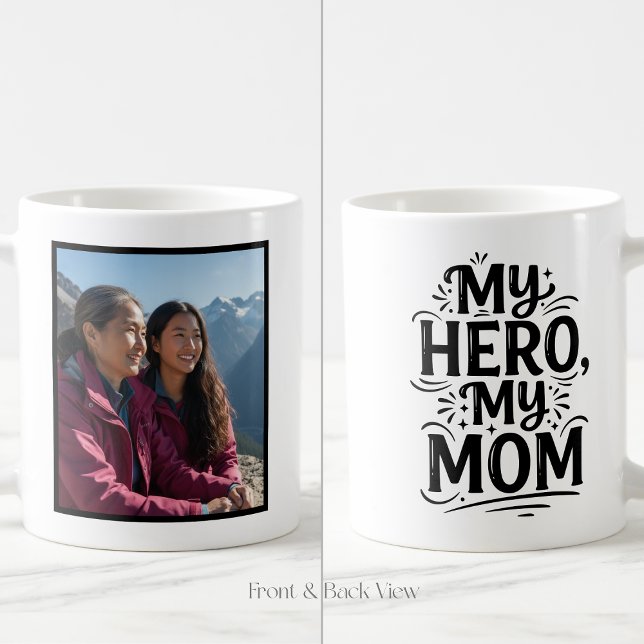 My Hero My Mom Bold Personalized Custom 1 Photo Kaffemugg (Skapare uppladdad)