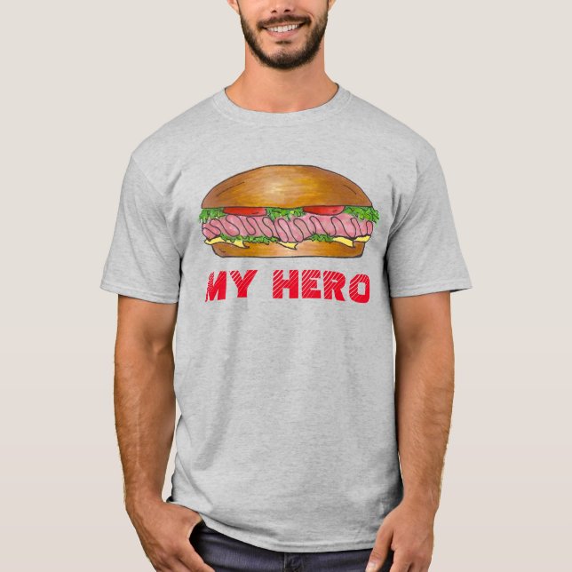 MY HERO SubMarine Sub Sandwich Grinder Hoagie Tee Shirt (Framsida)