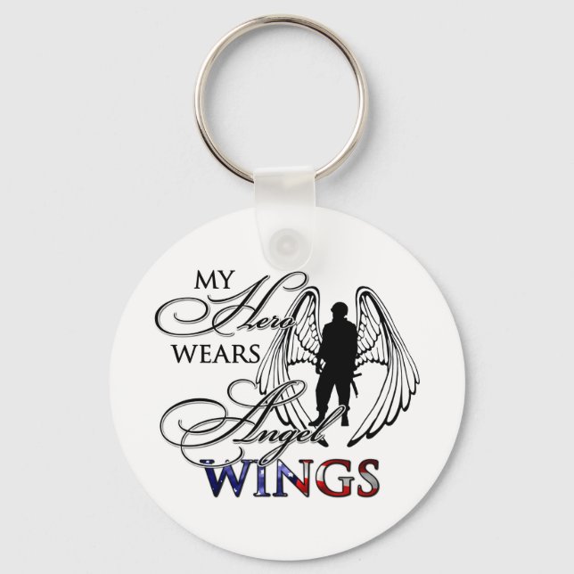 My Hero Wears Angel Vingar Nyckelring (Framsida)