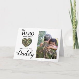 My Hero Wears Camo Milio Pappa Fars dag Photo Kort