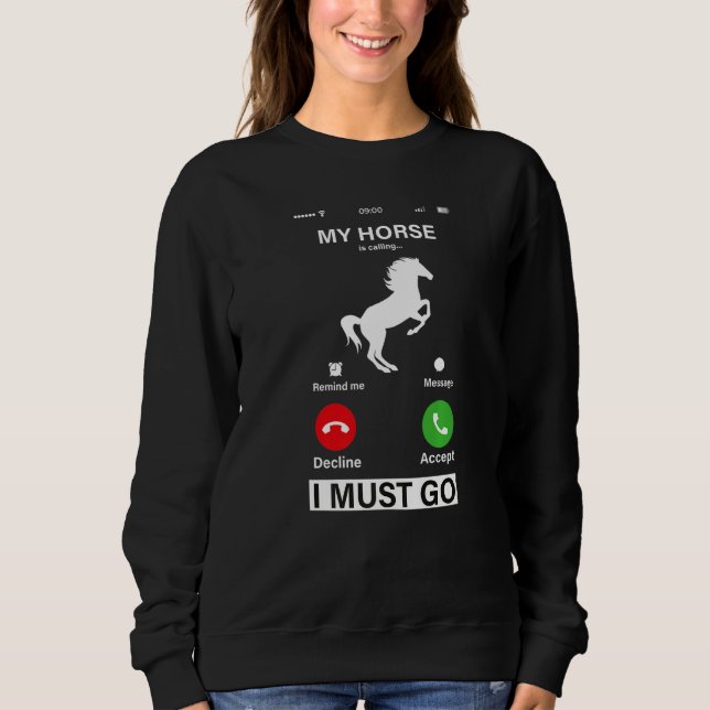 My Horse Is Calling And I Must Go! Premium T Shirt (Framsida)