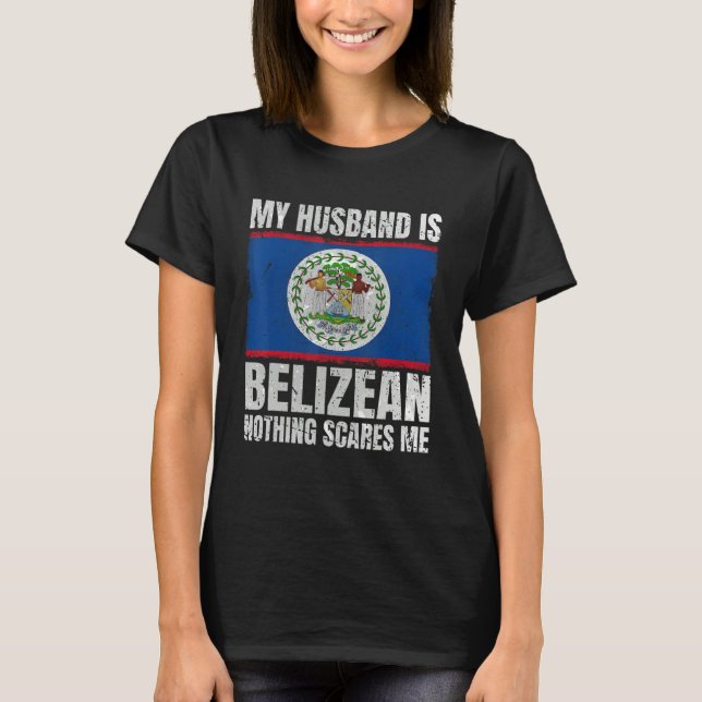 My Husband is Belizean Flag for Wife Belize Belize T Shirt (Framsida)