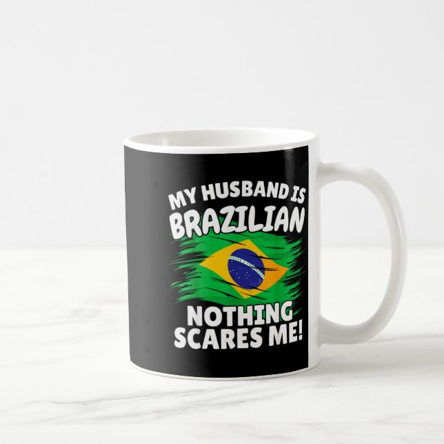 My Husband Is Brazilian Funny Brazil Flag Gift For Kaffemugg (Höger)