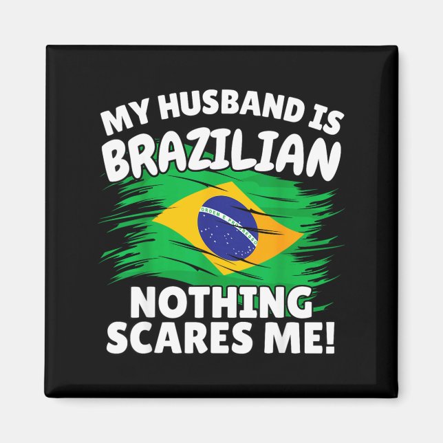 My Husband Is Brazilian Funny Brazil Flag Gift For Magnet (Framsidan)