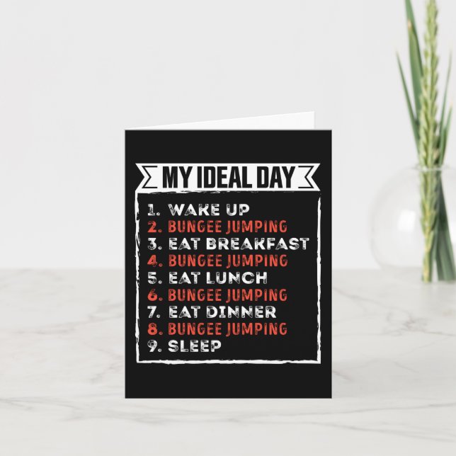 My Ideal Day Funny Bungee Jumping Birthday Gift Kort (Framsida)