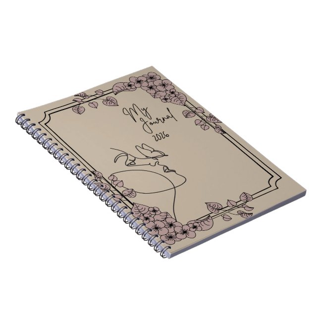 My Journal 2026 – Minimal Floral Line Art Aestheti Anteckningsbok (Högra Sidan)