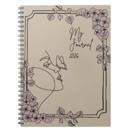My Journal 2026 – Minimal Floral Line Art Aestheti Anteckningsbok