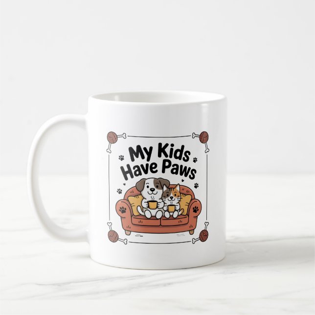 My Kids Have Paws Mug | Funny Pet Parent Gift Kaffemugg (Vänster)