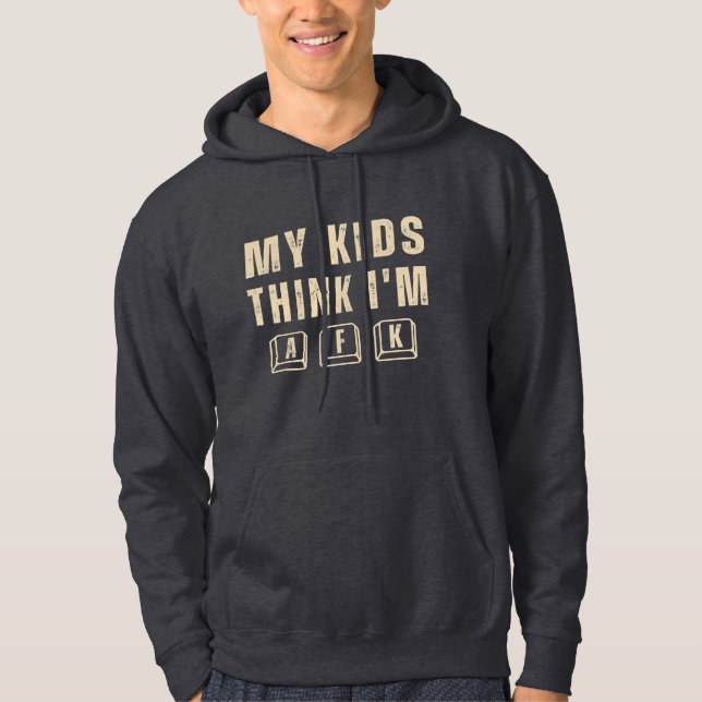 My Kids Think I’m AFK Funny Gamer Dad Hoodie (Framsida)
