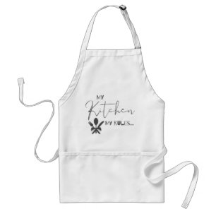 MY KITCHEN MY REGLER Cute Black White Typography Förkläde