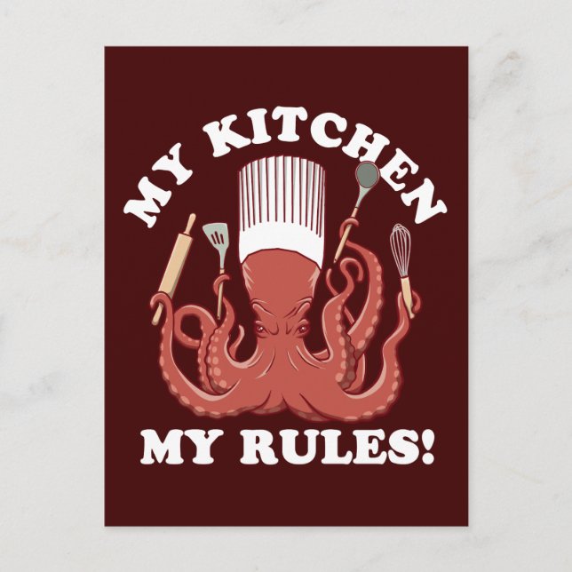 My Kitchen My Regler | Octopus Chef Vykort (Framsida)
