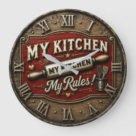 My Kitchen My Rules Rustic Farmhouse Rolling Pin Stor Klocka