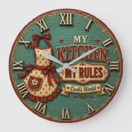 My Kitchen My Rules Vintage Farmhouse Stor Klocka