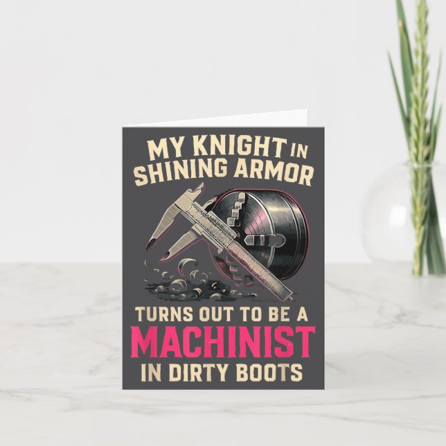 My Knight In Machinist Wife Girlfriend Funny Anniv Kort (Framsida)