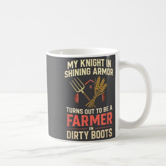 My Knight In Shining Funny Farmer Wife Women Girls Kaffemugg (Höger)