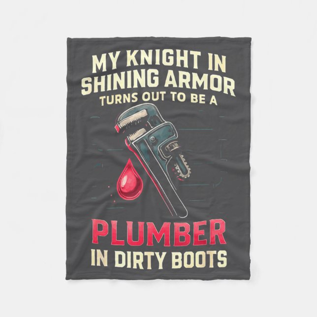 My Knight In Shining Funny Plumber Wife Women Girl Fleecefilt (Framsidan)
