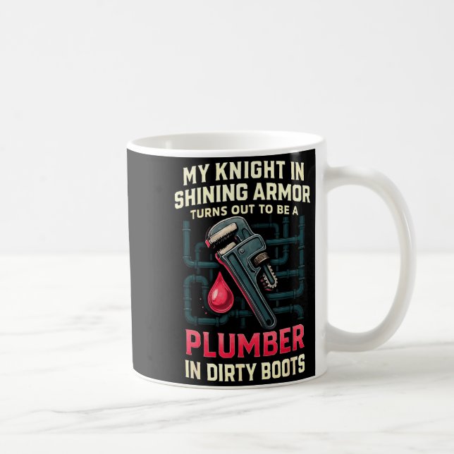 My Knight In Shining Funny Plumber Wife Women Girl Kaffemugg (Höger)