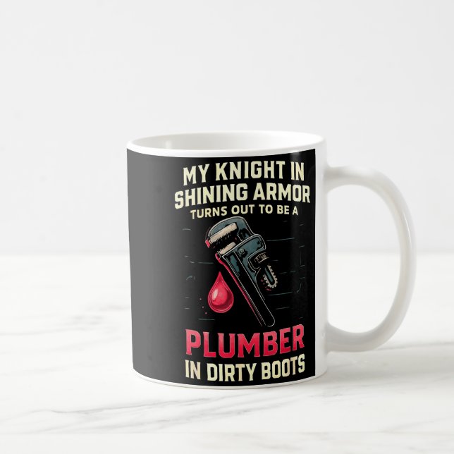 My Knight In Shining Funny Plumber Wife Women Girl Kaffemugg (Höger)