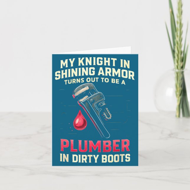 My Knight In Shining Funny Plumber Wife Women Girl Kort (Framsida)