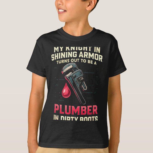 My Knight In Shining Funny Plumber Wife Women Girl T Shirt (Framsida)