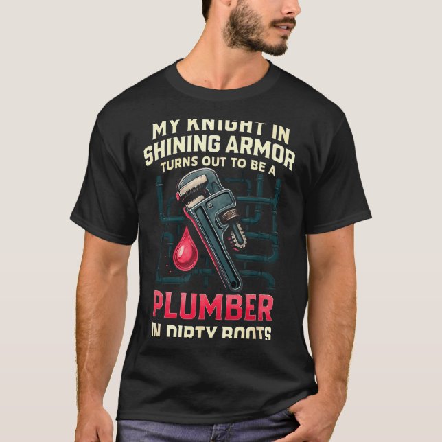 My Knight In Shining Funny Plumber Wife Women Girl T Shirt (Framsida)