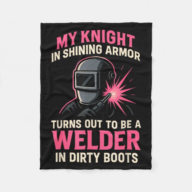 My Knight In Shining Funny Welder Wife Women Girls Fleecefilt (Framsidan)