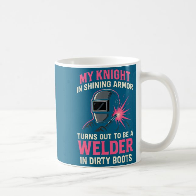 My Knight In Shining Funny Welder Wife Women Girls Kaffemugg (Höger)