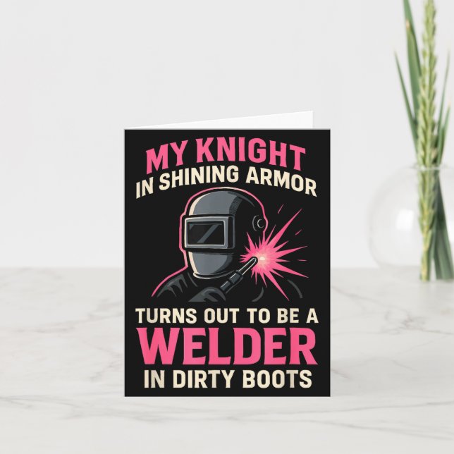 My Knight In Shining Funny Welder Wife Women Girls Kort (Framsida)